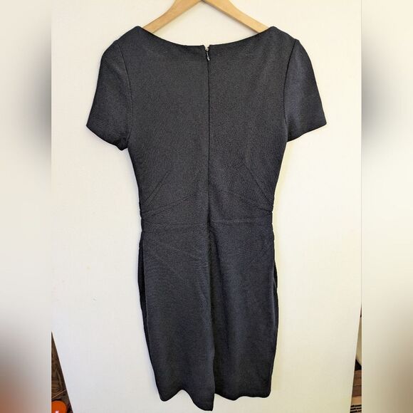 St. John Vintage Navy Blue Knit Short Sleeve Sheath V Neck Dress Size 6 - Picture 6 of 7